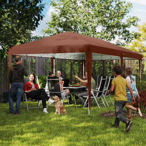 Tenda Dobrável Gazebo 6x3 m Pop-up, Toldo com Altura Ajustável em 3 Níveis, Proteção UV e Saco de Transporte para Campismo e Festas Castanho