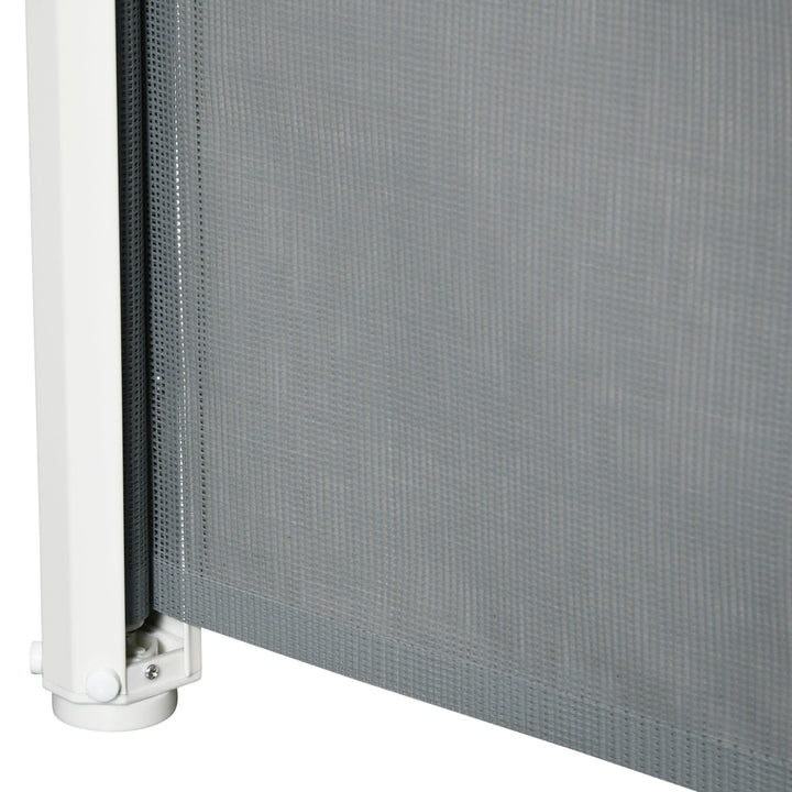 Barreira de Segurança para Cães e Crianças Extensível Grade Retrátil para Animais de Estimação com Extensão Aço e Tecido de Textilene para Escadas e Portas 5,5-115x5,5x82,5cm Cinza