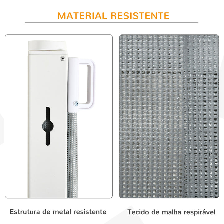 Barreira de Segurança para Cães e Crianças Extensível Grade Retrátil para Animais de Estimação com Extensão Aço e Tecido de Textilene para Escadas e Portas 5,5-115x5,5x82,5cm Cinza