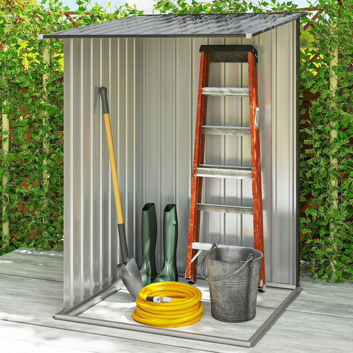 Abrigo de Jardim 0,92 m² 100x103x160cm Abrigo Exterior de Aço Galvanizado com Porta Fechadura e Teto Inclinado para Armazenamento de Ferramentas Cinza Escuro
