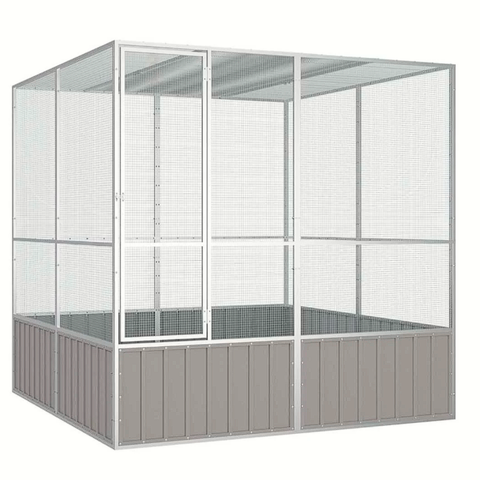 Gaiola  pássaros 213,5x217,5x211,5cm aço galvanizado cinzento