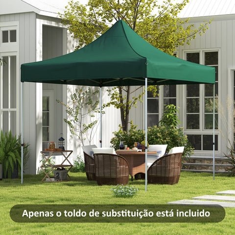 Toldo de Substituição 3x3 m para Pérgola de Jardim Cobertura de Substituição para Tenda Dobrável de Tecido Oxford Impermeável e Anti-UV Verde Escuro