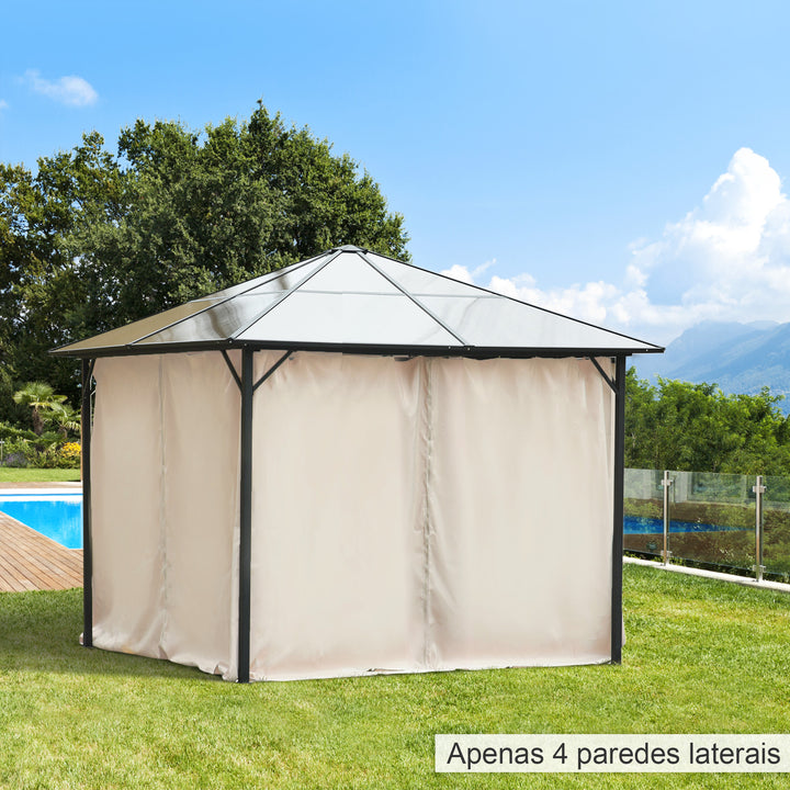 4 Paredes Laterais para Tenda 302x205 cm Laterais para Tenda Universal com Ganchos e Argola em C para Tenda de Jardim Terraço Bege