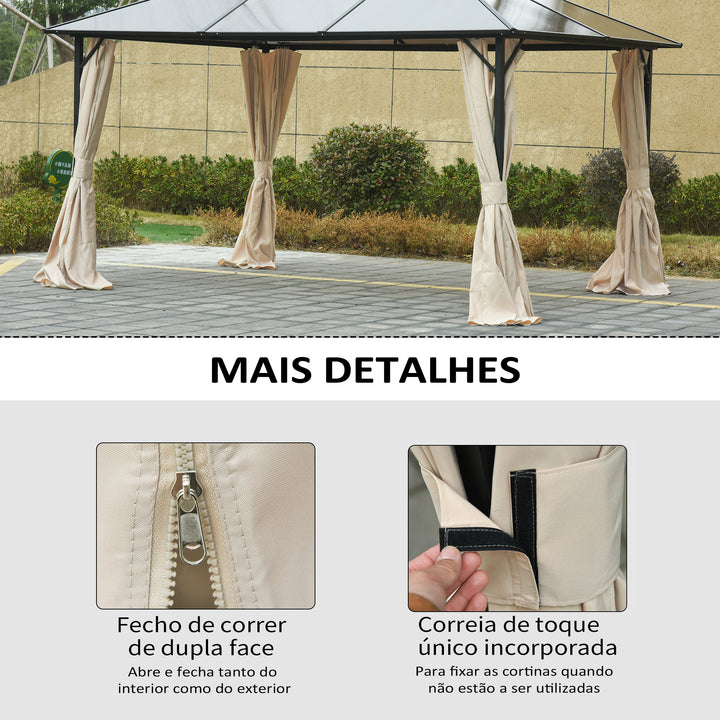 4 Paredes Laterais para Tenda 302x205 cm Laterais para Tenda Universal com Ganchos e Argola em C para Tenda de Jardim Terraço Bege