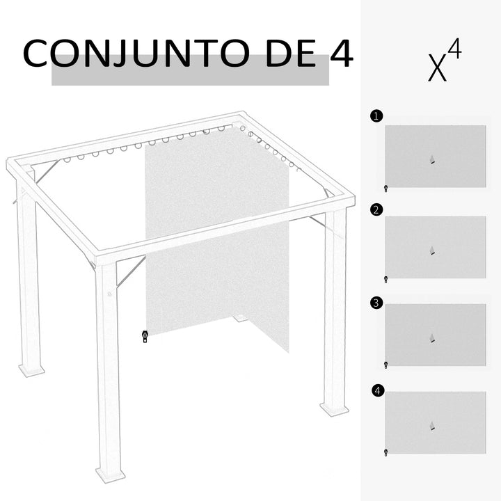 4 Paredes Laterais para Tenda 302x205 cm Laterais para Tenda Universal com Ganchos e Argola em C para Tenda de Jardim Terraço Bege
