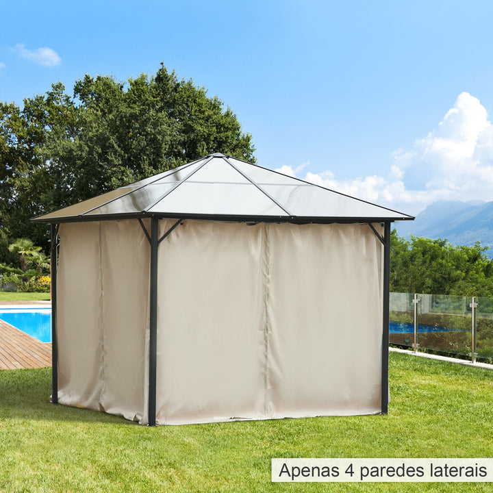 4 Paredes Laterais para Tenda 302x205 cm Laterais para Tenda Universal com Ganchos e Argola em C para Tenda de Jardim Terraço Bege