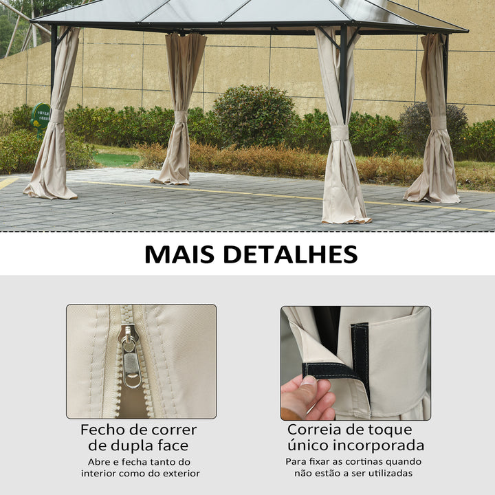 4 Paredes Laterais para Tenda 302x205 cm Laterais para Tenda Universal com Ganchos e Argola em C para Tenda de Jardim Terraço Bege