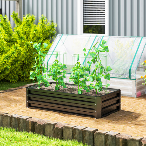 Floreira Exterior Grande de Aço Galvanizado Horta Urbana Elevada para Cultivar Plantas Flore, Relva, Vaso Exterior Retangular com Fundo Aberto 120x60x30,5 cm Cinzento