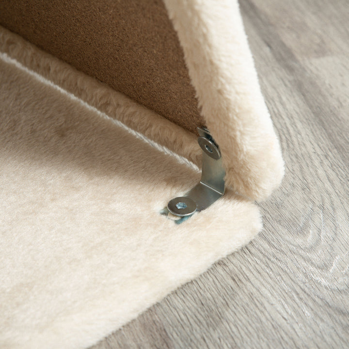 Arrador para Gatos Arranhador para Gatos Altura 76 cm com 4 Postes de Arranhar Cama Plataforma em U Almofada para Arranhar Bolas Suspensas Bege e Castanho Claro