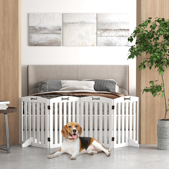 Barreira de Segurança para Cães Pequenos e Médios Barreira de Segurança Dobrável para Animais de Estimação 207,5 cm com Pés Amovíveis para Escada Corredor Branco