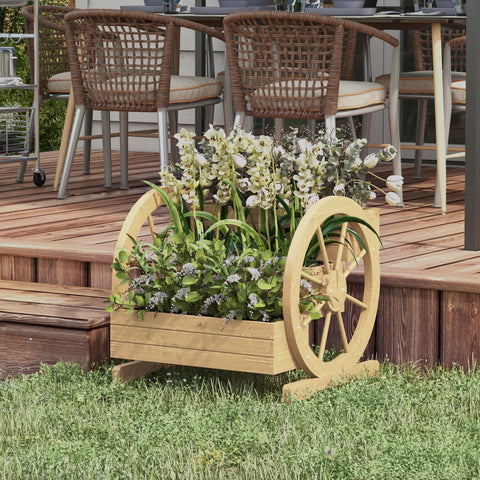 Floreira de Madeira com 3 Níveis para Exterior Design em Escada com Rodas e Orifícios de Drenagem para Terraço ou Jardim 61x62x57 cm Madeira