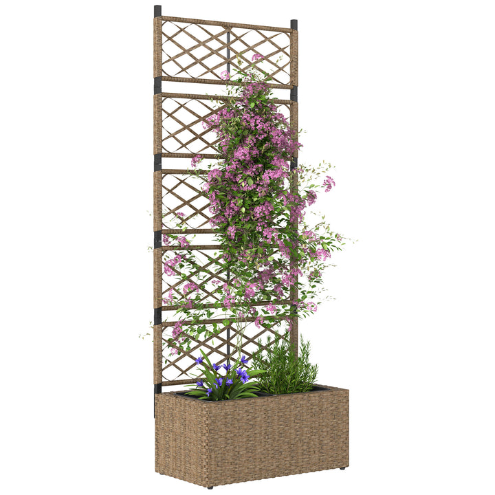 Jardineira com Treliça 2 Vasos Amovíveis para Plantas Trepadeiras Jardineira Grande para Exterior de Vime para Pátio Terraço 57x30x150 cm Madeira