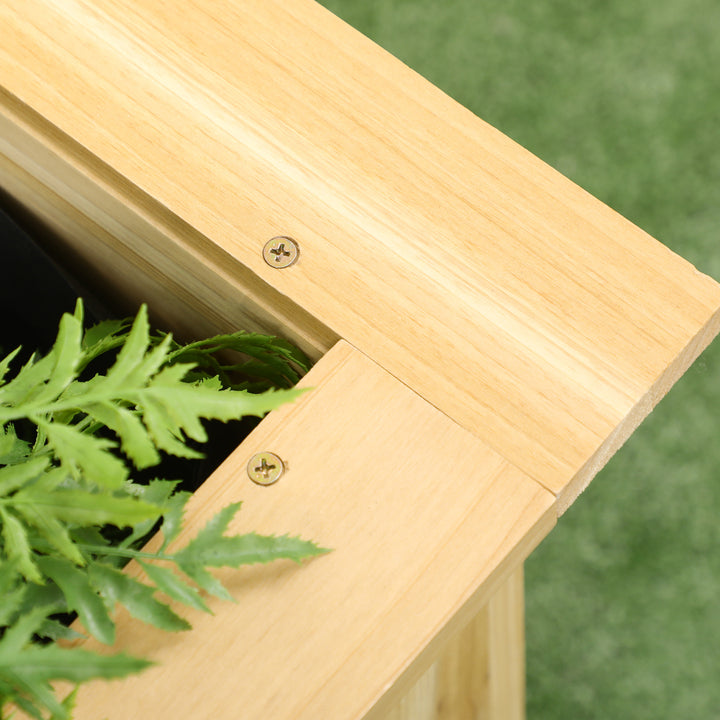 Floreira Elevada de Madeira Floreira Exterior em Forma de L com Forro Não Tecido Horta Urbana para Cultivo de Plantas e Flores Jardim ou Terraço, 120x120x50 cm Madeira