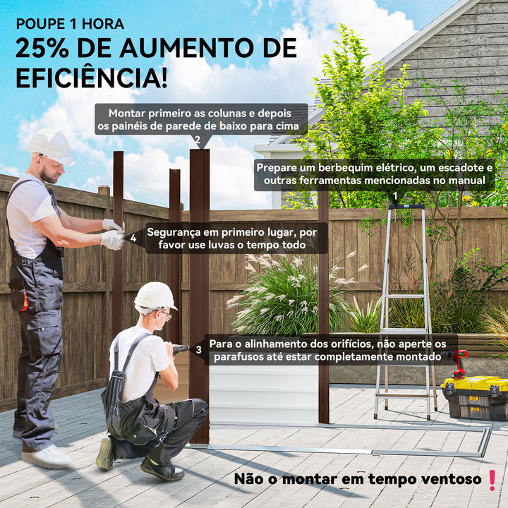 Abrigo de Jardim 190x132x187 cm Abrigo de Ferramentas com 2 Janelas de Ventilação e Porta com Fechadura para Pátio Terraço Carvalho