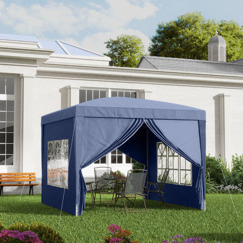 Tenda de Jardim com Paredes Laterais Amovíveis Janelas Porta com Zíper e Bolsa de Transporte 295x295x195-258 cm Azul