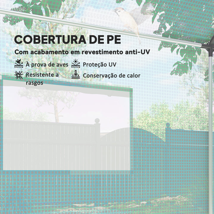 Estufa tipo Túnel 2x3x2 m Estufa de Exterior com 4 Janelas de Malha e Porta com Fecho de Correr Estufa para Cultivos Anti UV para Pátio Jardim Verde