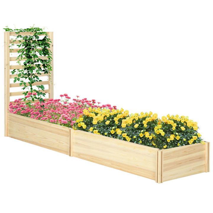 Floreira de Exterior Floreira de Madeira com Treliça para Plantas Trepadeiras e 2 Caixas de Cultivo para Pátio Varanda 230x60x110 cm Madeira
