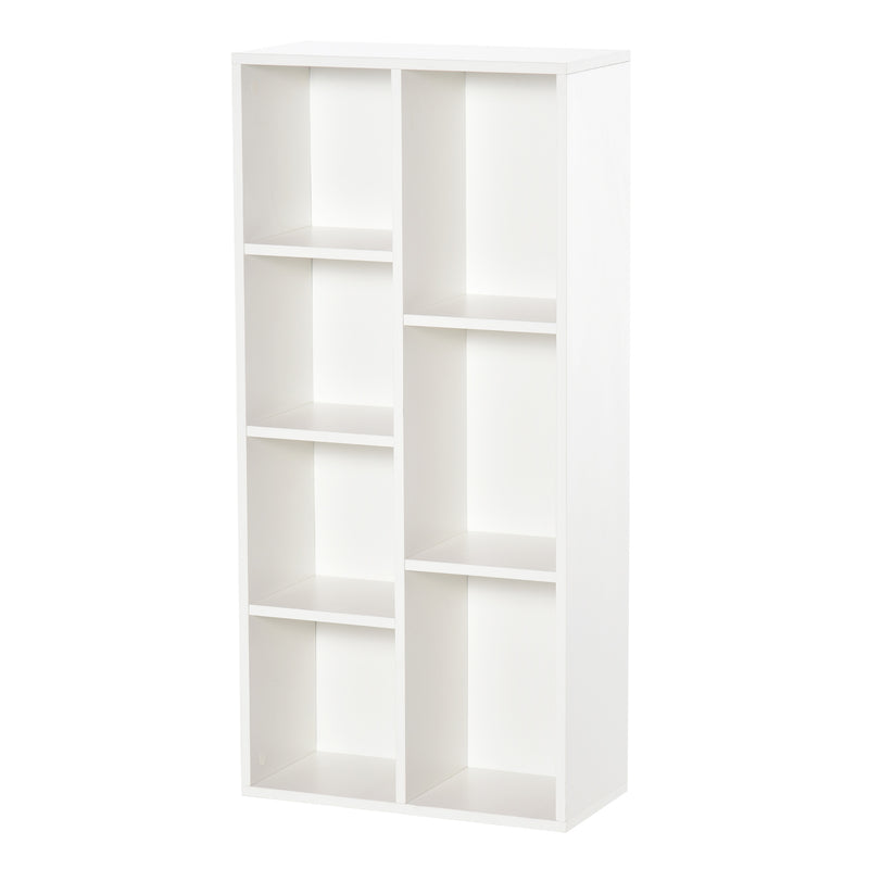 Estante para Livros Estante de Madeira com 7 Compartimentos de Armazenamento Plantas Arquivos para Sala de Estar Dormitório Escritório 50x24x106cm Branco