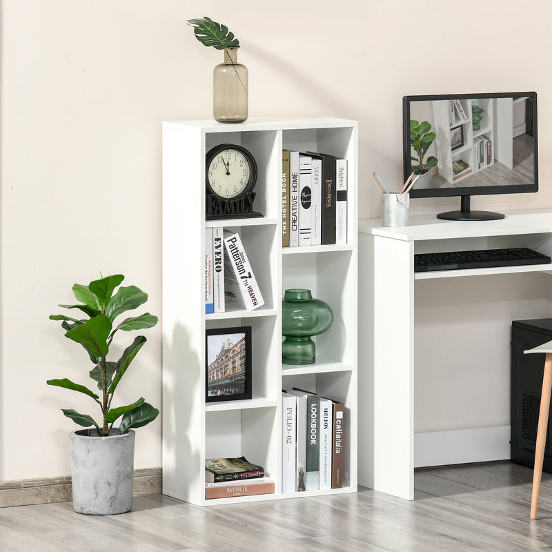 Estante para Livros Estante de Madeira com 7 Compartimentos de Armazenamento Plantas Arquivos para Sala de Estar Dormitório Escritório 50x24x106cm Branco