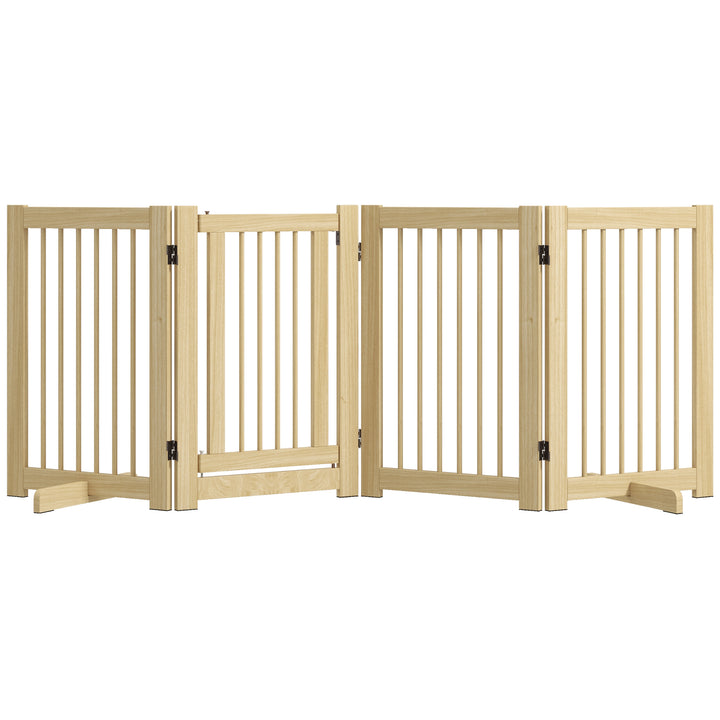 Barreira de Segurança para Cães em Madeira Dobrável para Escadas e Portas Veda para Cães Pequenos e Médios de 4 Painéis com Suporte de Pé para Interiores 204x36x75 cm Madeira