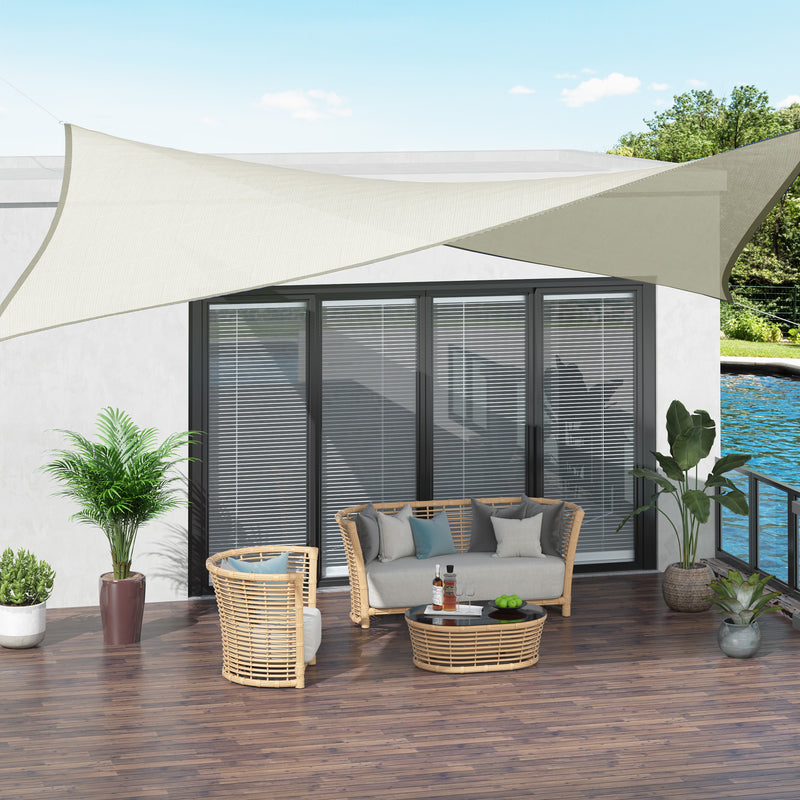 Vela de Sombra Quadrado 3x3 m Toldo Vela de Poliéster com Proteção UV Aneis em Forma de D e Cordas para Jardim Pátio Piscina Creme