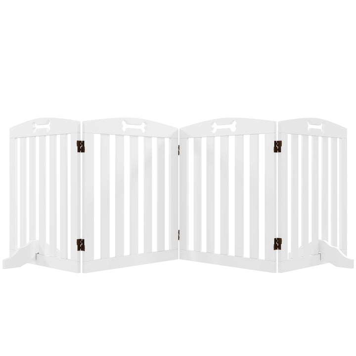 Barreira de Segurança para Cães Pequenos e Médios Barreira de Segurança Dobrável para Animais de Estimação 207,5 cm com Pés Amovíveis para Escada Corredor Branco