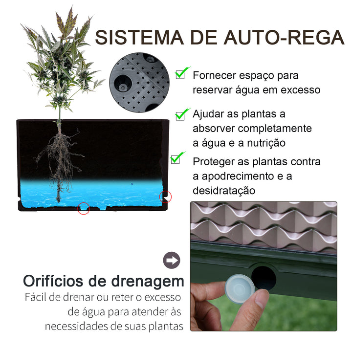 Conjunto de 2 Floreiras de Exterior Floreiras Quadradas Elevadas Combinação Livre Floreiras para Jardim Pátio 50x50x46,5 cm Marrom