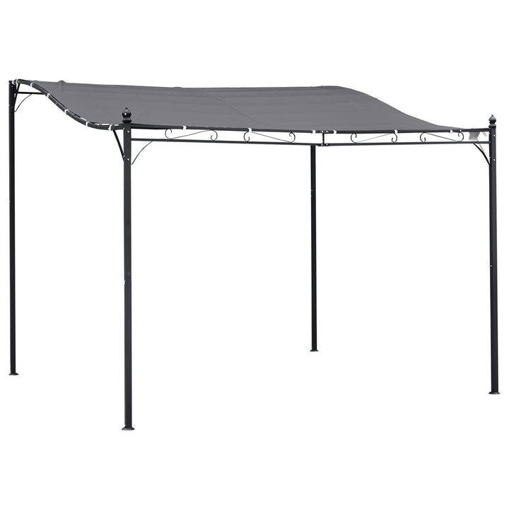 Pergula de jardim 3x3m Gazebo com Toldo e 4 Furos de Drenagem para Pátio Terraço Metal e Poliester 180 g / m² Resistente Cinza