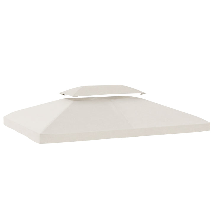 Teto de Substituição para Pérgula 4x3 m com Teto Duplo, 10 Orifícios de Drenagem e Proteção UV, APENAS Toldo de Substituição, Cor Creme