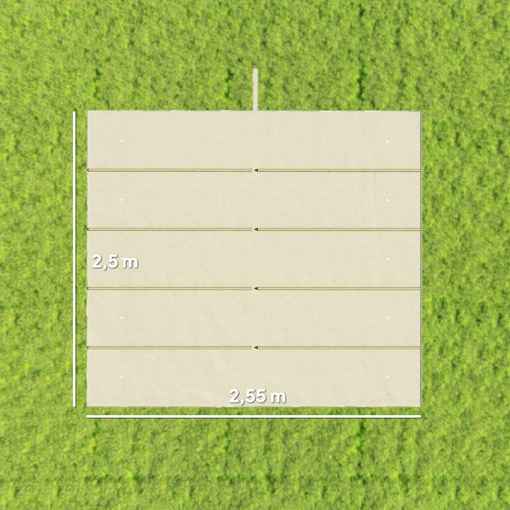 Cobertura para Pérgola 2,5x2,55cm Teto de Substituição Retrátil para Pérgola com 10 Orifícios de Drenagem Creme