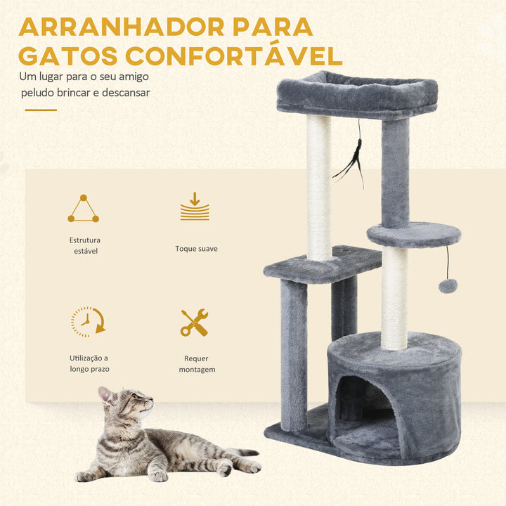 Árvore de gato de vários níveis  2 plataformas cinza