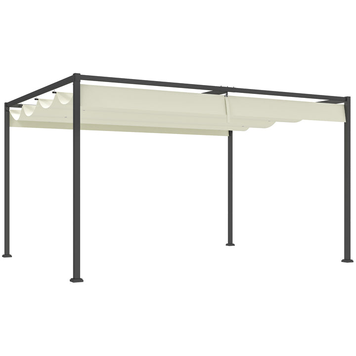 Pérgola 400x300x222 cm Pérgola de Jardim com Teto Retrátil de Poliéster com Revestimento Resistente para Celebrações Festas Casamento Creme