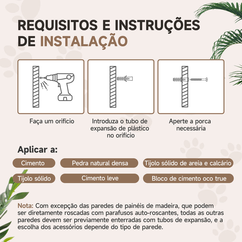 Conjunto de Prateleiras de Escalada para Gatos de 4 Peças Arranhador de Parede com 2 Postes de Sisal Plataforma Dupla com Escada e Plataforma para Saltar Bege