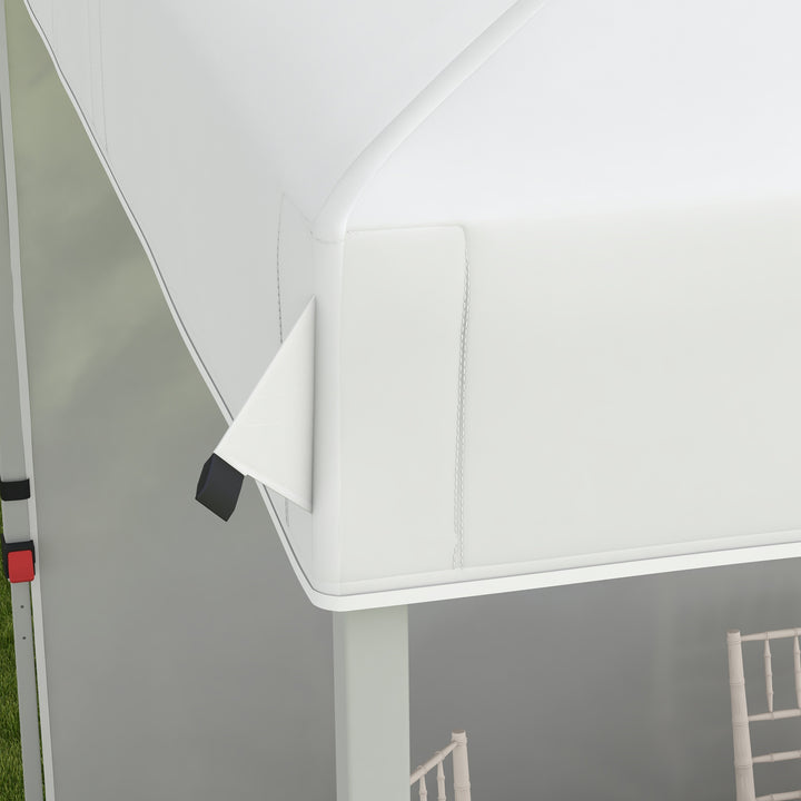 Tenda Dobrável 247x247x268 cm Altura Ajustável Tenda de Jardim com 1 Parede Lateral Teto com Ventilação e Bolsa de Transporte para Acampamento Festas Branco