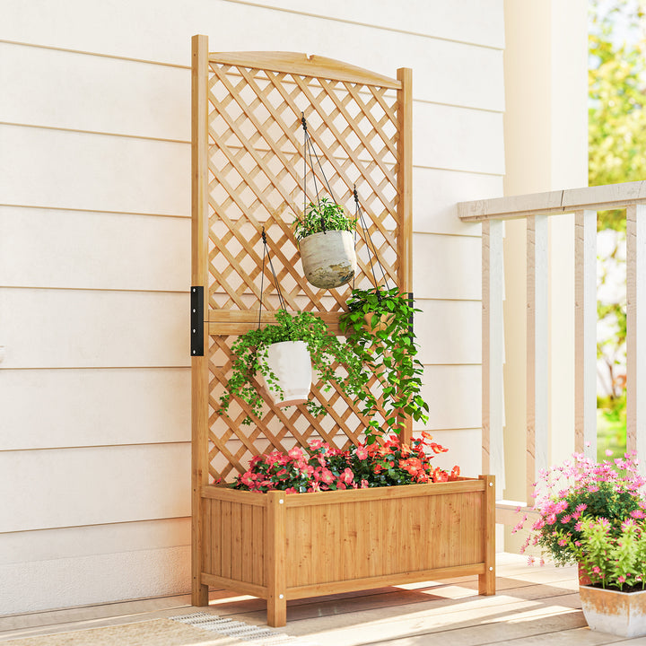 Floreira de Jardim com Treliça Caixa de Plantio com Suporte para Plantas Trepadeiras para Cultivo de Plantas Flores para Pátio Terraço Varanda 90x45x180cm Madeira