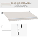 Toldo Manual Retrátil com Manivela 200x295 cm Toldo de Parede com Proteção Solar UV50+ e Estrutura de Alumínio para Jardim Varanda Exterior Creme