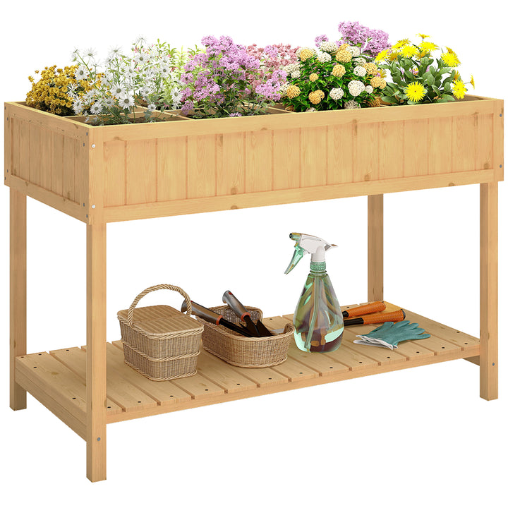 Floreira de Madeira Mesa de Cultivo com Prateleira Inferior Floreira Elevada para Cultivo Plantas, Flores e Hortaliças 110x46x76 cm Madeira
