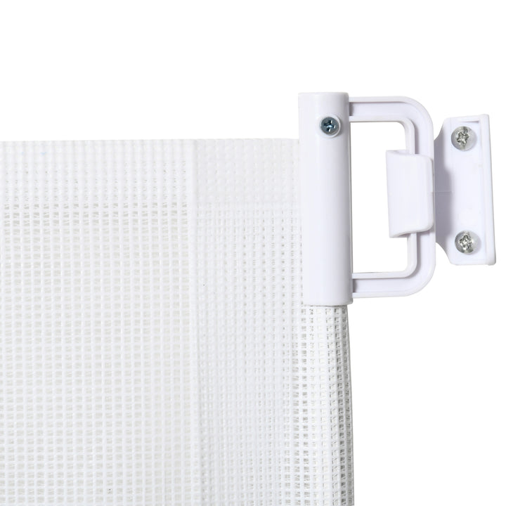 Barrera para Cães Retrátil Porta para Cães Dobrável com Largura Ajustável 5,5-115 cm Barrera de Segurança para Cães com Função de Enrolamento Automático e Pega para Escadas e Portas Branco
