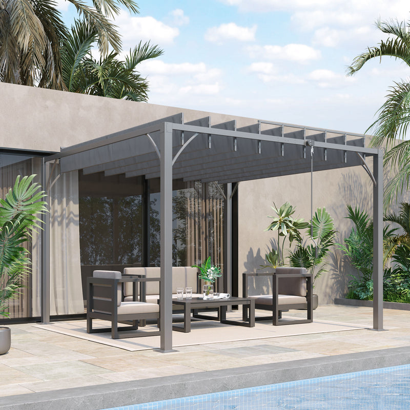 Pérgola 3x3 m para Jardim com Desenho de Lâminas Superiores Giratórias até 135° Proteção UV 50+ e Estrutura de Aço para Pátio Terraço Varanda Cinza