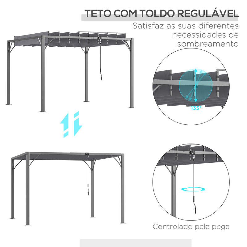 Pérgola 3x3 m para Jardim com Desenho de Lâminas Superiores Giratórias até 135° Proteção UV 50+ e Estrutura de Aço para Pátio Terraço Varanda Cinza