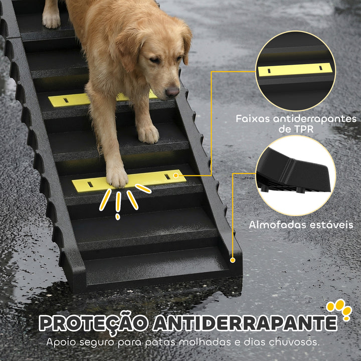 Rampa para Cães Dobrável 154 cm Rampa para Cães para Carro e Cama Alta com 10 Degraus Antideslizantes Leve e Resistente Suporta até 68 kg para Sofá Preto
