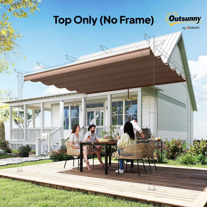 Cobertura para Pérgola 3,5x2,5 m Teto de Substituição Retrátil para Pérgola com 10 Orifícios de Drenagem Café