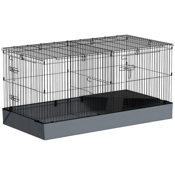 Gaiola para Animais Pequenos Gaiola para Roedores Gaiola para Coelhos com Tampa Amovível Recinto para Cobaias Ouriços 121x61x61 cm Preto