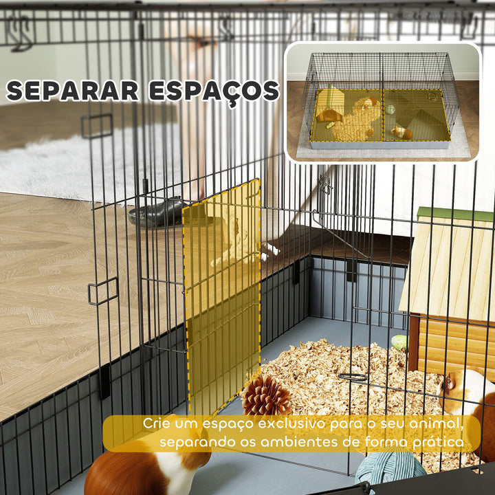 Gaiola para Animais Pequenos Gaiola para Roedores Gaiola para Coelhos com Tampa Amovível Recinto para Cobaias Ouriços 121x61x61 cm Preto