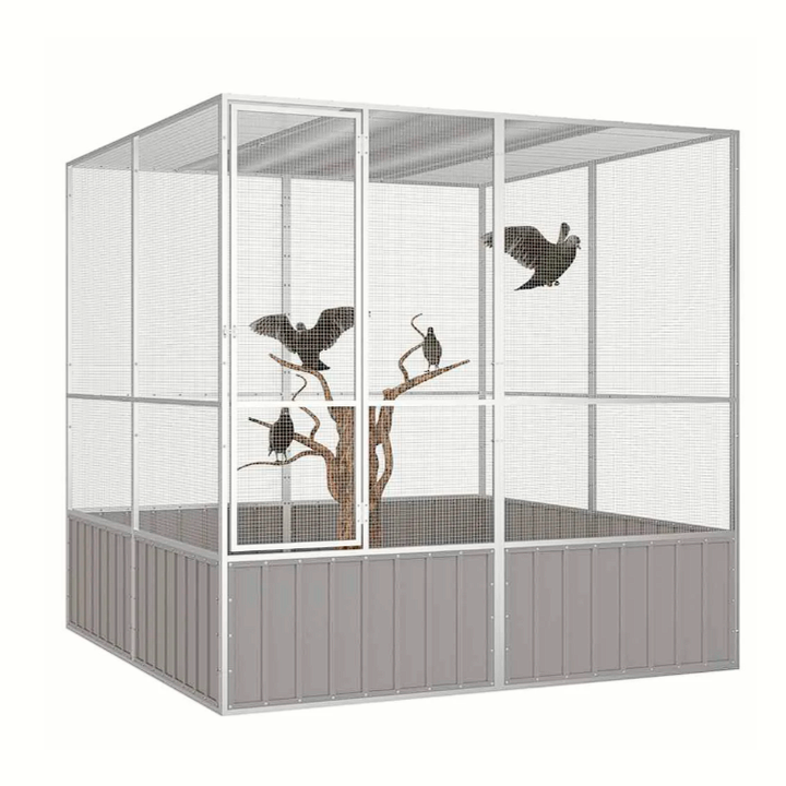Gaiola  pássaros 213,5x217,5x211,5cm aço galvanizado cinzento