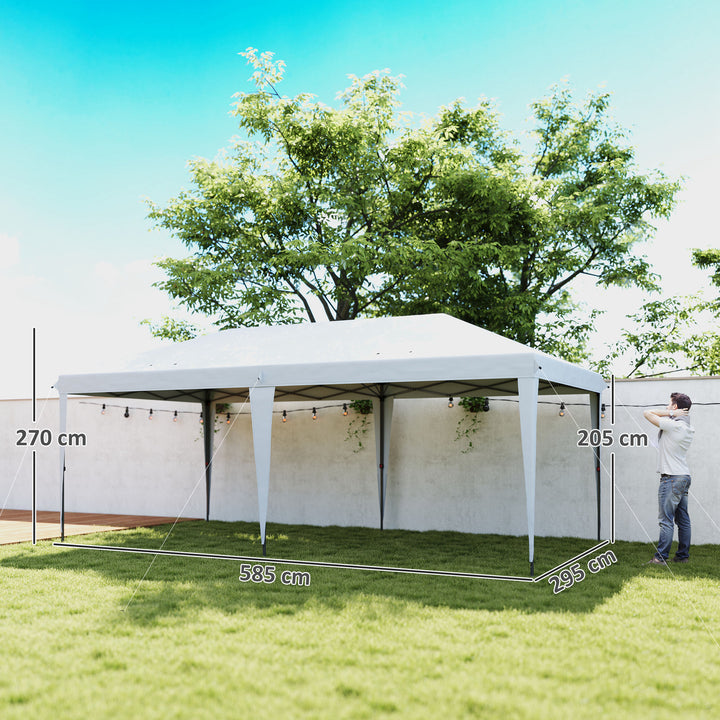 Tenda Dobrável 6x3 Tenda de Jardim Portátil com Bolsa de Transporte Tecido Oxford Estrutura de Aço para Exterior Festas Acampamento Branco
