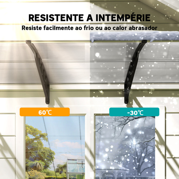 Marquise de Proteção 300x96cm Marquise Exterior para Portas e Janelas Contra o Sol e Chuva com Suporte Liga de Alumínio Policarbonato Transparente