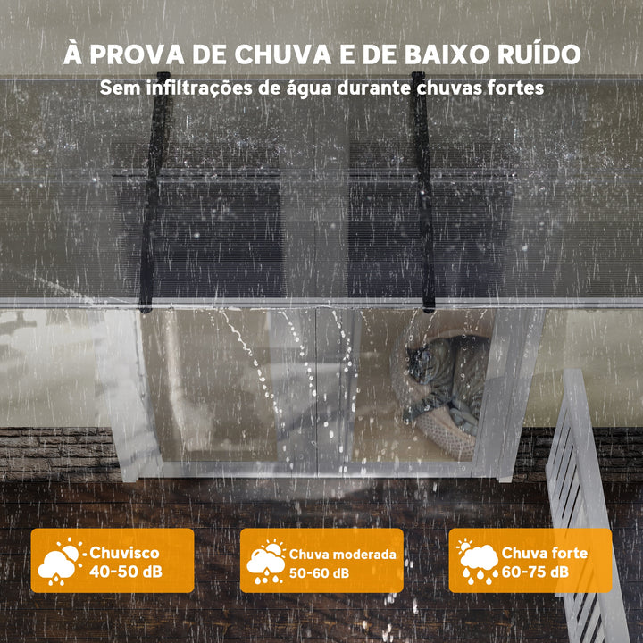 Marquise de Proteção 300x96cm Marquise Exterior para Portas e Janelas Contra o Sol e Chuva com Suporte Liga de Alumínio Policarbonato Transparente
