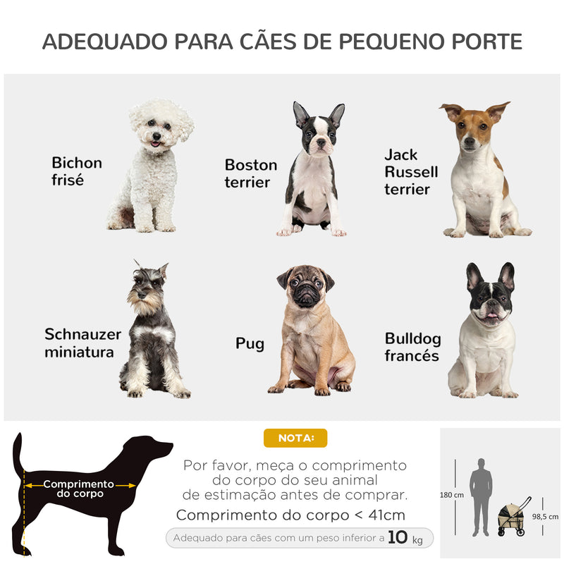 Carrinho para Animais de Estimação 2 em 1 Carrinho para Cães Dobrável com 2 Correias de Segurança Almofadado e Estrutura de Aço 81x68x98,5 cm Cáqui