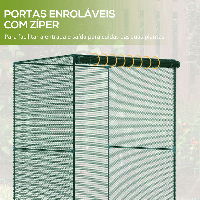 Estufa para Cultivo Estufa para Plantas com Porta Enrolável e Estrutura de Aço para Jardim Varanda Pátio 120x120x180 cm Verde